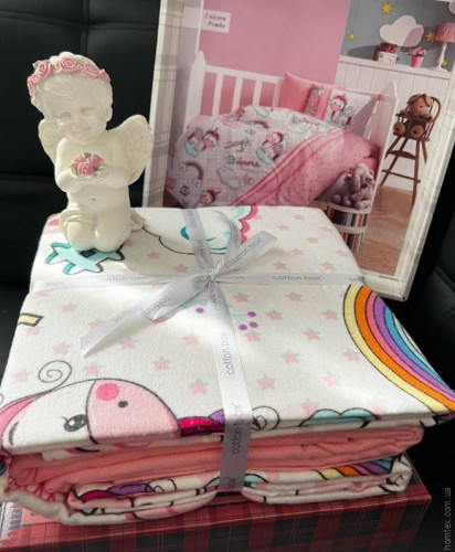 Постельное белье Cotton Box Unicorn pembe (розовое) фланель для новорожденных