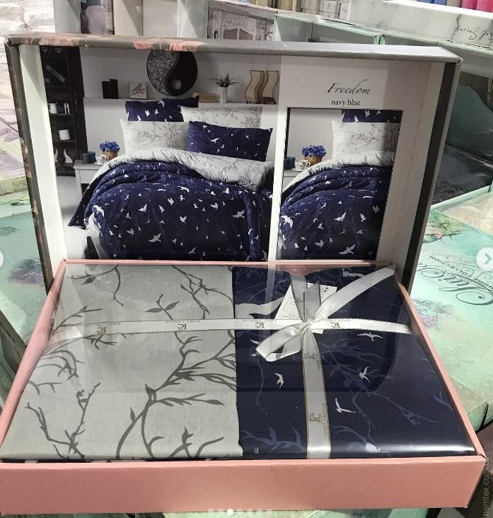 Постельное белье First Choice Freedom navy blue (темно-синее) евро