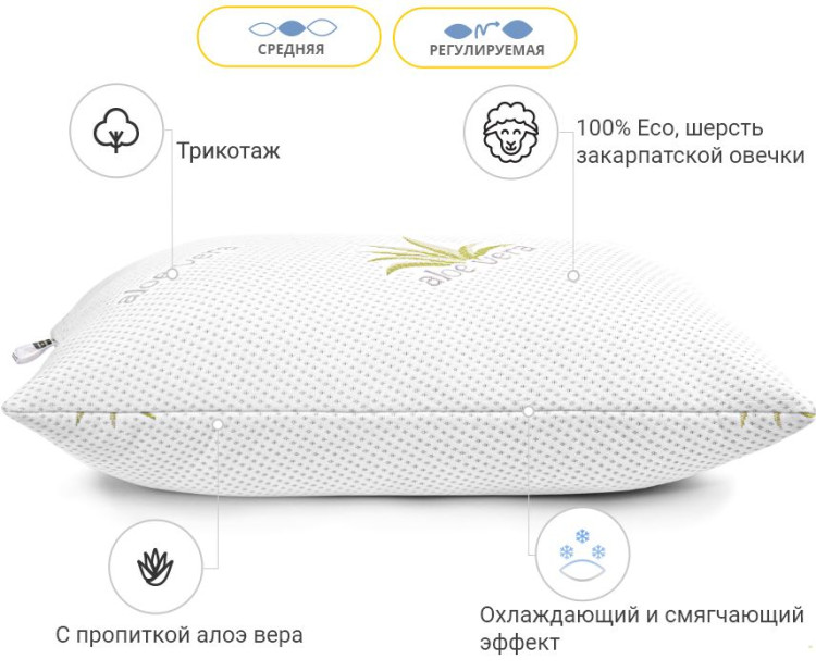 Подушка вовняна Dorotea 50x70 см, №725, середня