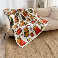 Плед Флісовий Love you Капібари та сніговики 150х200 см 