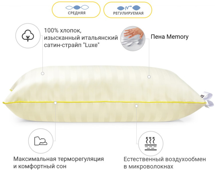 Подушка Memory Mirson Carmela Hand Made 60x60 см, №1484 середня