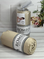 Простирадло сатинова Romeo Home 180x200+30 см з наволочками світло-бежева