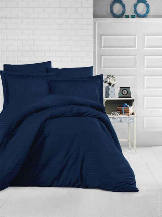 Постельное белье Saten Strip 200*220 (ТM ARAN CLASY) Lacivert