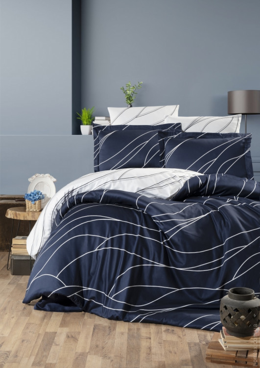 Постельное белье First Choice Mesi navy blue евро