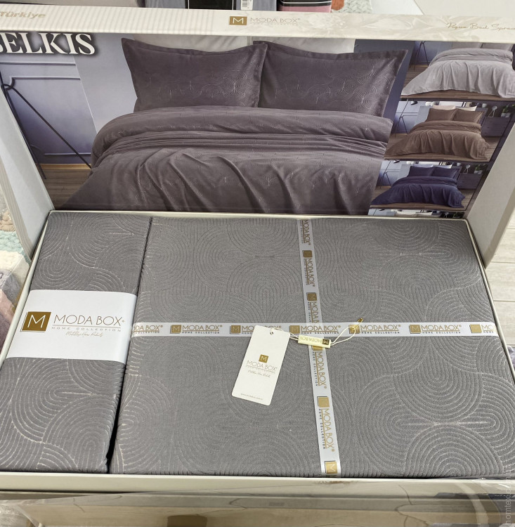 Покрывало жаккардовое Moda Box Belkis 240x260 см серое с наволочками
