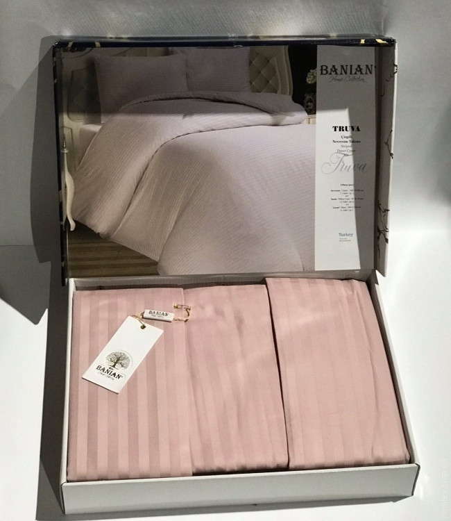 Комплект постельного белья Banian сатин страйп Basic pudra евро