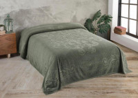 Простынь махровая Uniko crown home 220x240 см Вензель оливковая