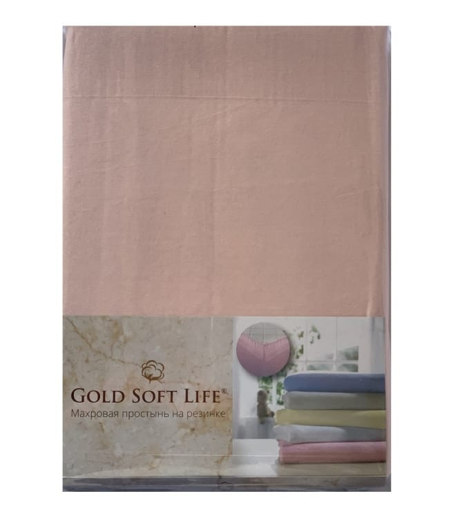 Простынь трикотажная на резинке Gold Soft Life Terry Fitted Sheet 180х200 см персиковая