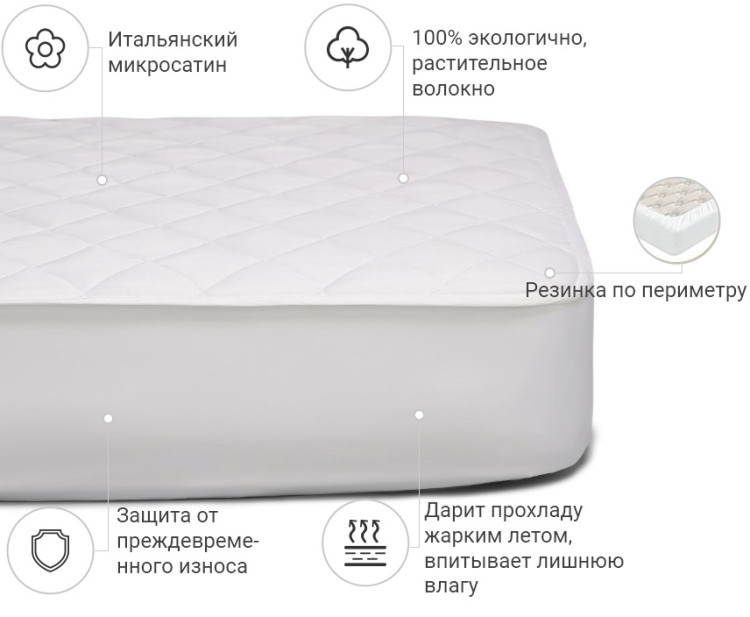 Наматрацник Mirson Стандарт Cotton 70x130 см, №261 (бавовняний з гумкою по периметру)