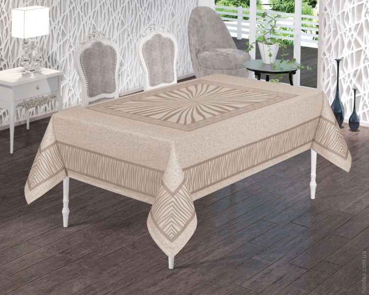 Скатертина Masali Jumbo Gunes жаккардова 160x220 см бежева