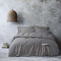 Постільна білизна Lotus Home Washed cotton Solid antracite сімейний