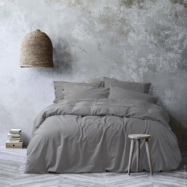 Постільна білизна Lotus Home Washed cotton Solid antracite сімейний