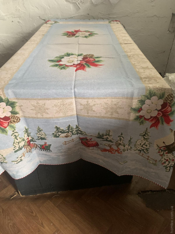 ​Скатертина гобеленова новорічна Alltex 140x180 см модель 1