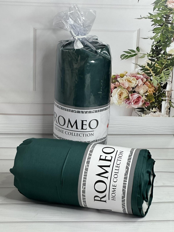 Простирадло сатинова Romeo Home 180x200+30 см з наволочками аквамарин