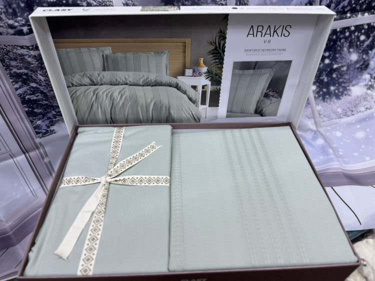 Постельное белье Aran Clasy Ranforce Arakis V-8 евро с вышивкой