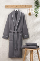 Халат вафельний Zeron чоловічий з окантовкою по краях, темно-сірий