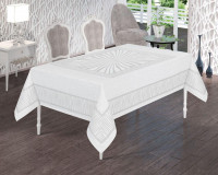 Скатертина Masali Jumbo Gunes жаккардова 160x220 см біла