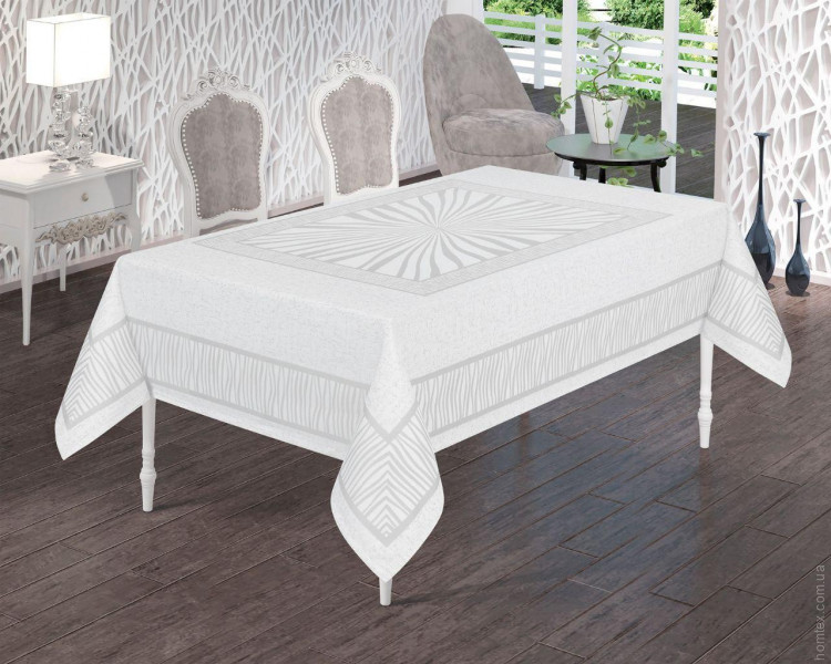 Скатертина Masali Jumbo Gunes жаккардова 160x220 см біла