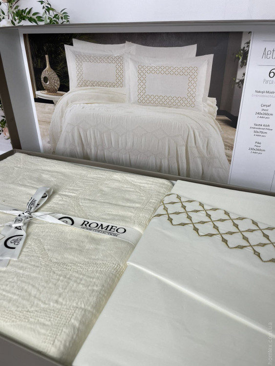 Постельное белье Romeo Home муслин с пике - покрывалом Aether евро