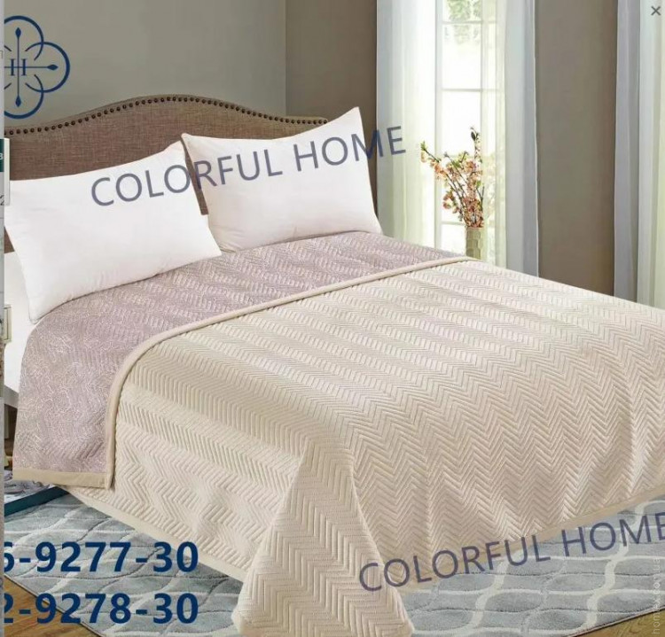 Покривало велюрове Colorful Home Зигзаг 200х230 см молочне