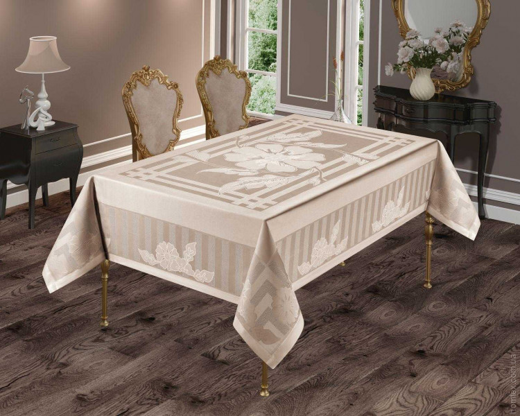 Скатертина Masali жаккардова 160х220 см модель 503 бежева