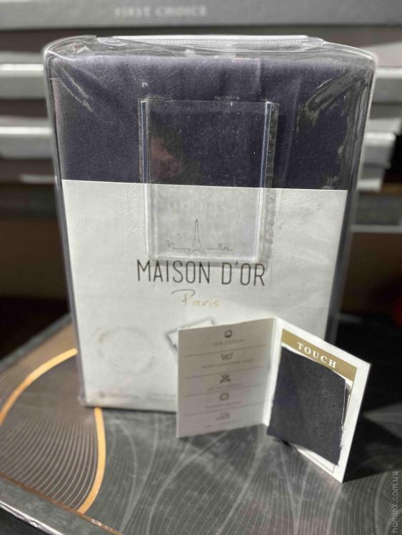 Простирадло сатинова Maison Dor 240х260 см з наволочками антрацит