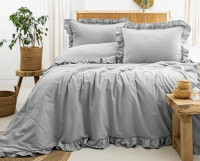 Постільна білизна варена бавовна з рюшами Saheser Saloni gri 200х220 см