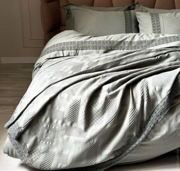 Постільна білизна Saheser Freya antrasit варена бавовна євро з піке - покривалом