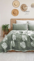 Покрывало муслиновое Saheser Forest Green 240x260 см с наволочками