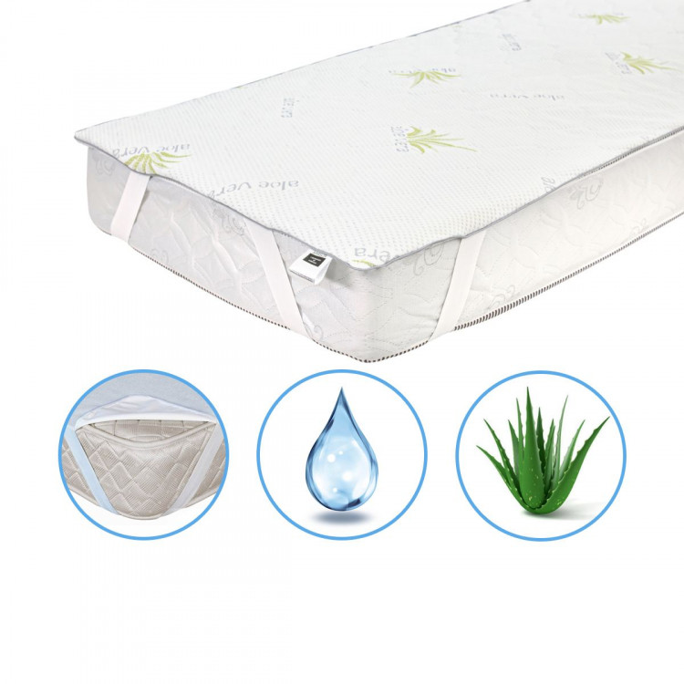 Наматрасник Mirson Alberto Wool Aloe Vera 160x190 см, №1012 (непромокаемый на резинке по углам)