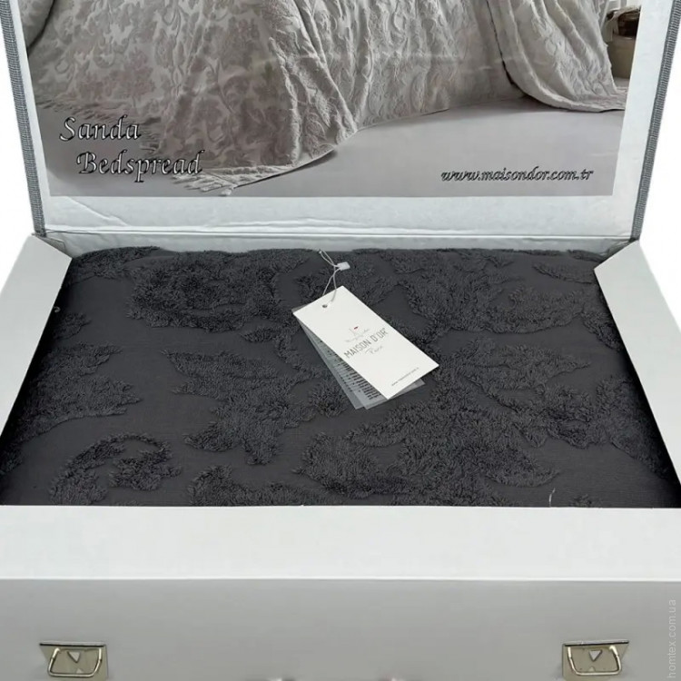 Махрове простирадло Maison Dor Sanda Dark Grey (темно-сіре) 220x240 см