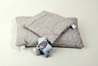 Подушка детская стеганая льняная наполнитель лен 40х60 см.