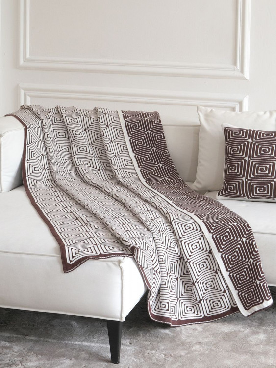 Плед La Modno Monogram Brown-Ecru 150x200 см