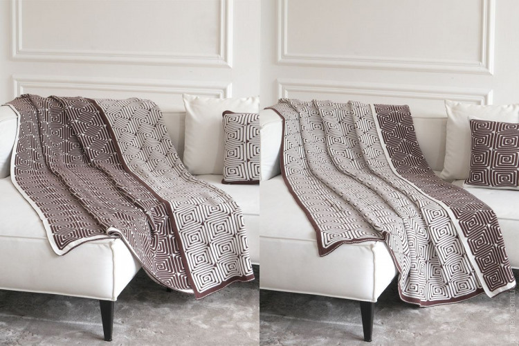 Плед La Modno Monogram Brown-Ecru 150x200 см