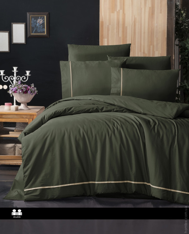 Постельное белье First Choice De Luxe Alisa dark green евро