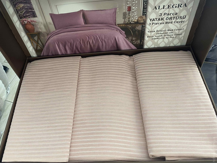 Покривало жакардове Capa Home Allegra 240x260 см пудрове з наволочками