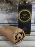 Простирадло на резинці Belizza темно бежева 160х200см + 2 наволочки 50х70 см