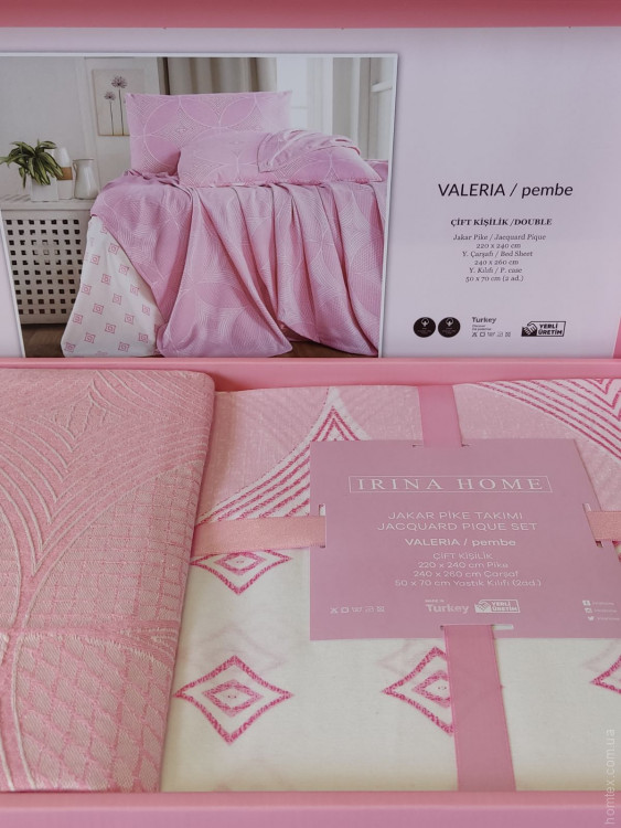 Постельное белье Irina Home Valeria pembe евро с покрывалом - пике