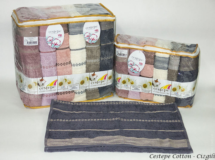 Набор махровых полотенец Cestepe VIP Cotton Cizgili из 6 штук 70х140 см