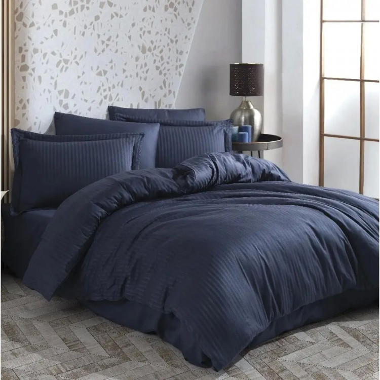 Постельное белье Hobby Exclusive Sateen Diamond Cizgili синее евро