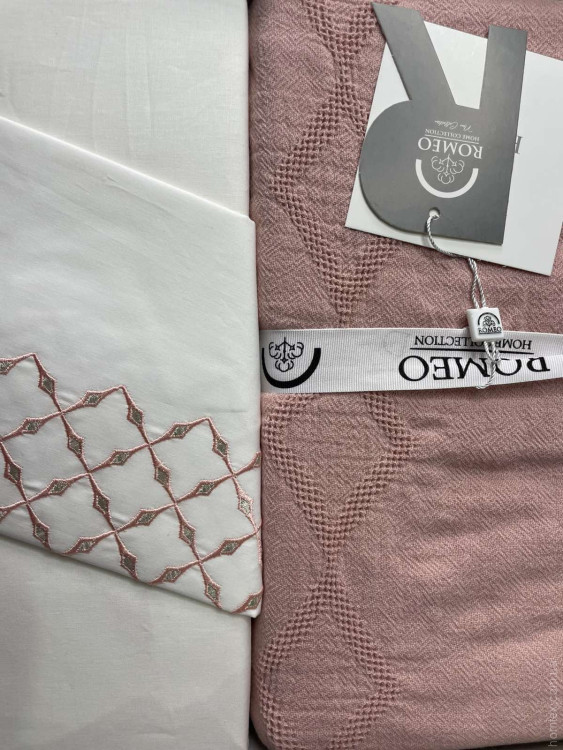 Постельное белье Romeo Home муслин с пике - покрывалом Stanza евро