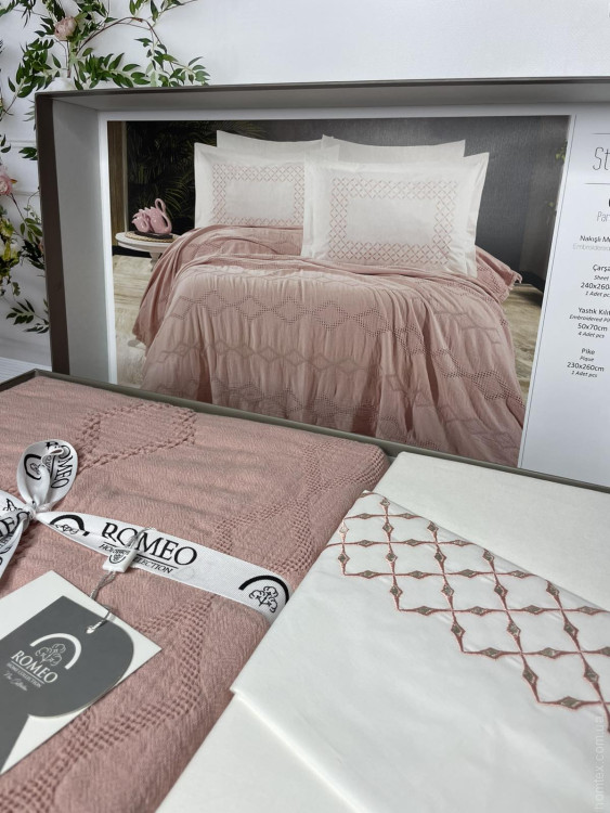 Постельное белье Romeo Home муслин с пике - покрывалом Stanza евро