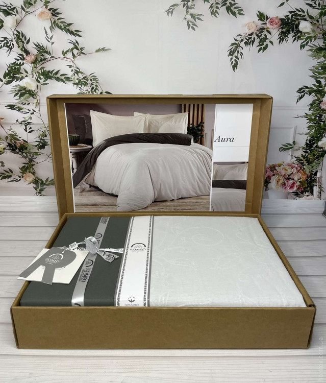 Постельное белье Romeo Home поплин+жаккард Aura евро 