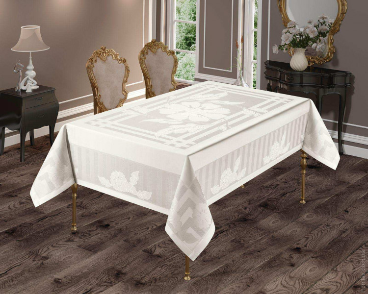 Скатертина Masali жаккардова 160х220 см модель 503 кремова