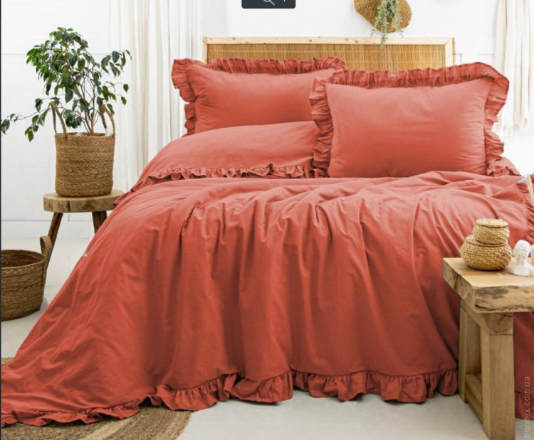 Постільна білизна варена бавовна з рюшами Saheser Saloni kiremit 200х220 см Постільна білизна варена бавовна з рюшами Saheser Saloni kiremit 200х220 см