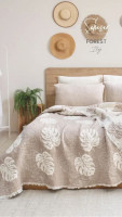 Покривало муслінове Saheser Forest Beige 240x260 см з наволочками