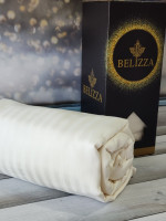 Простирадло Belizza сатин - страйп молочна 280х280 см з наволочками