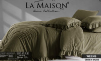 Постельное белье вареный хлопок La Maison Weens green muse с рюшами евро Постельное белье вареный хлопок La Maison Weens green muse с рюшами евро