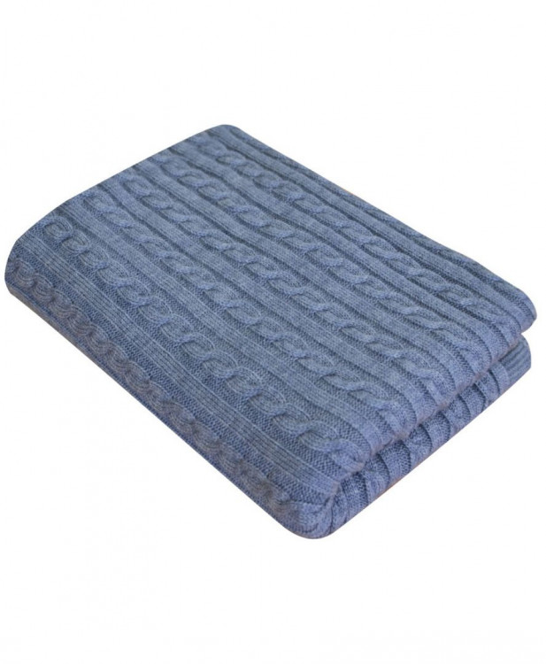 Плед трикотажний Прованс коси SOFT синій меланж 220x240 см