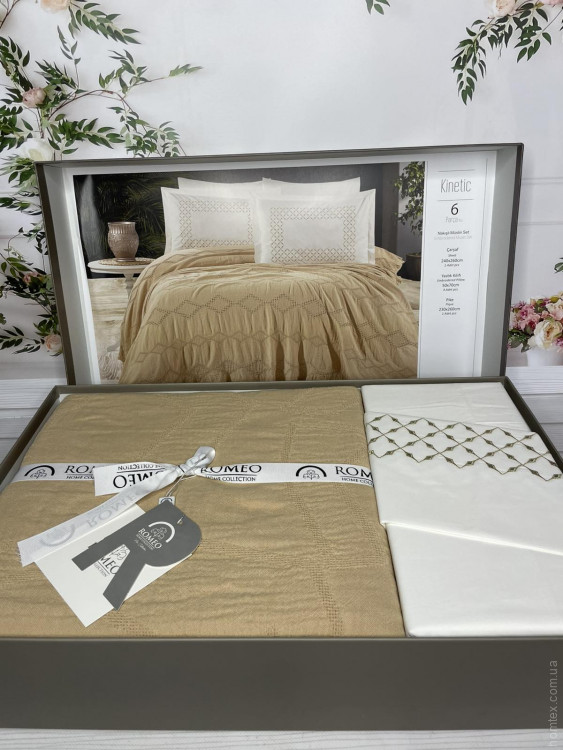 Постельное белье Romeo Home муслин с пике - покрывалом Kinetic евро